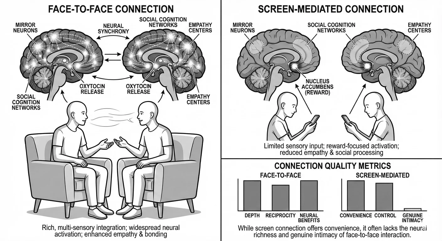 Virtual vs. Real Relationships: Neurobiological Differences. While virtual relationships (left) acti