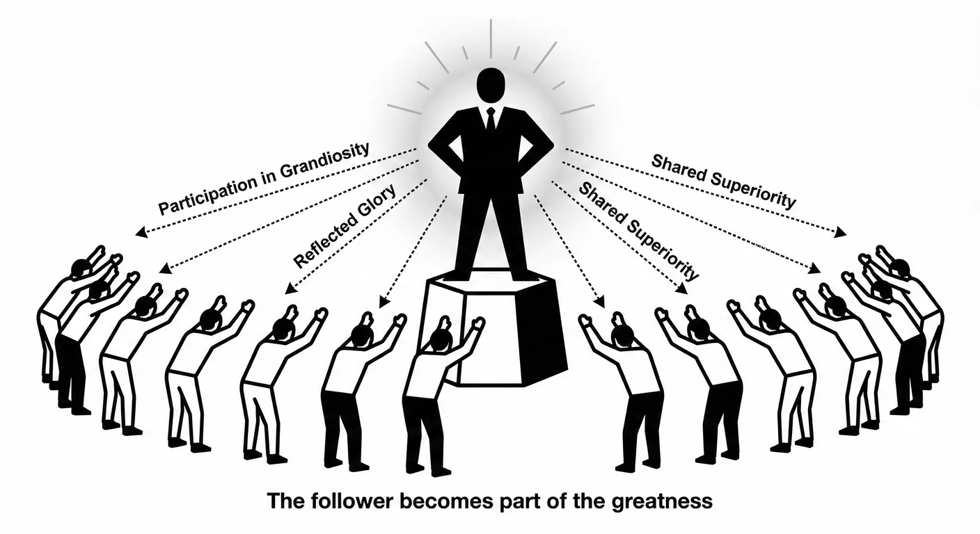 Vicarious narcissism in strongman movements. Followers experience narcissistic gratification through