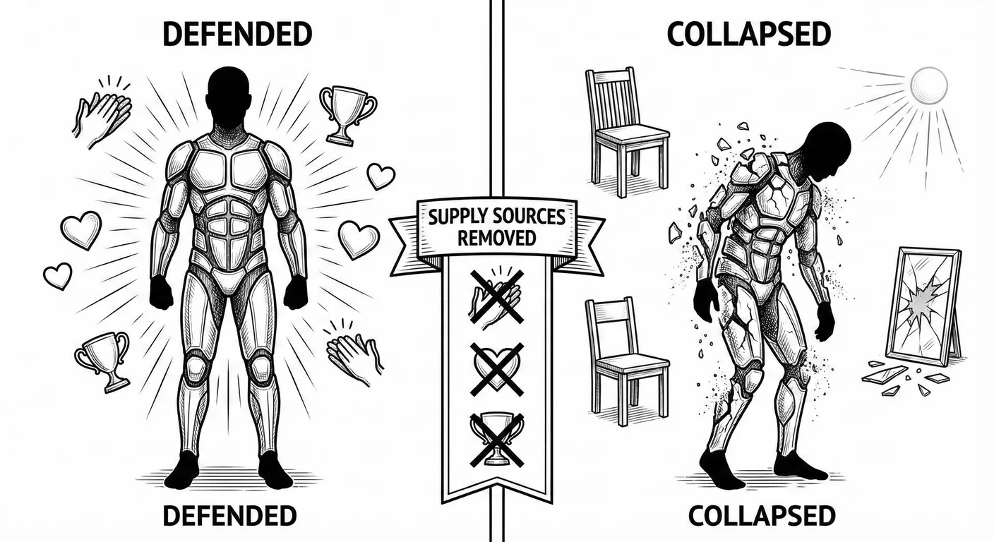 Narcissistic collapse when supply sources are removed: the false self structure crumbles without the