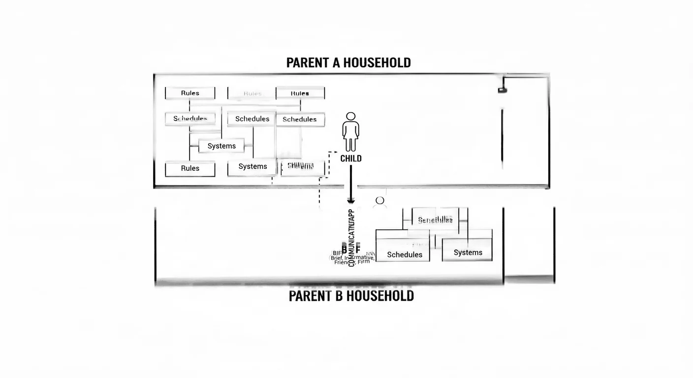 Parallel parenting framework: two separate households operating independently with minimal direct co