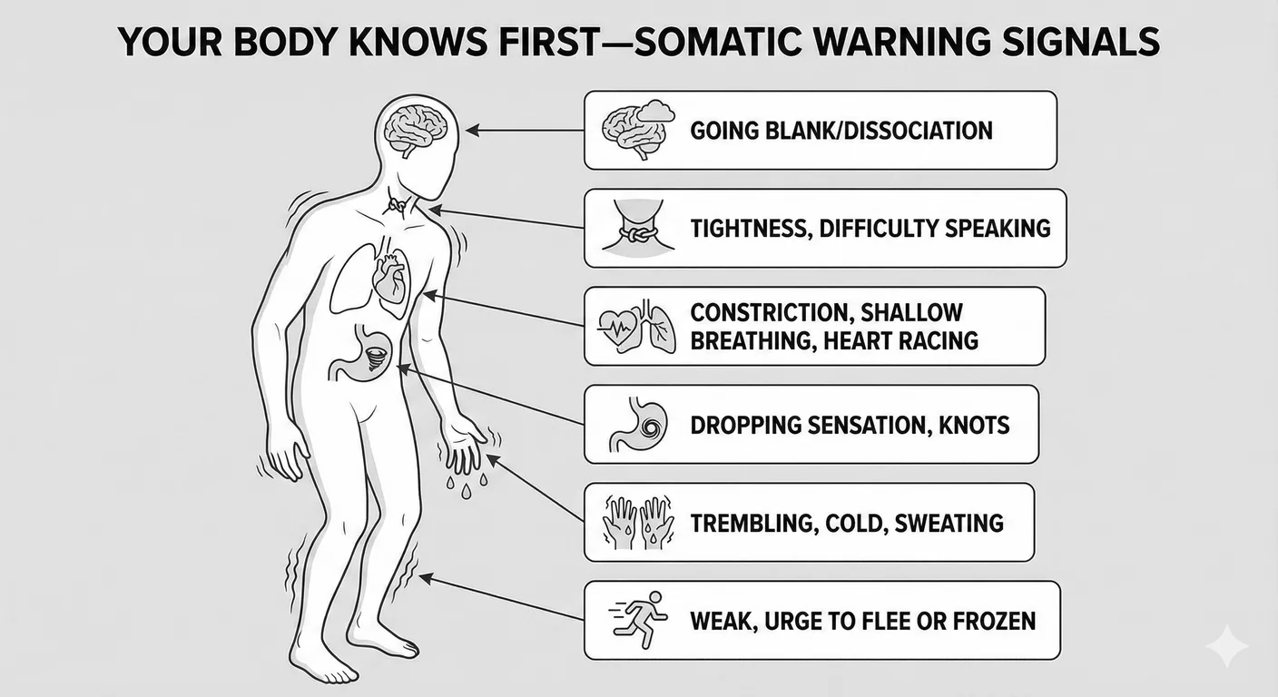Physiological responses to narcissistic abuse that function as early warning signals: stomach tighte