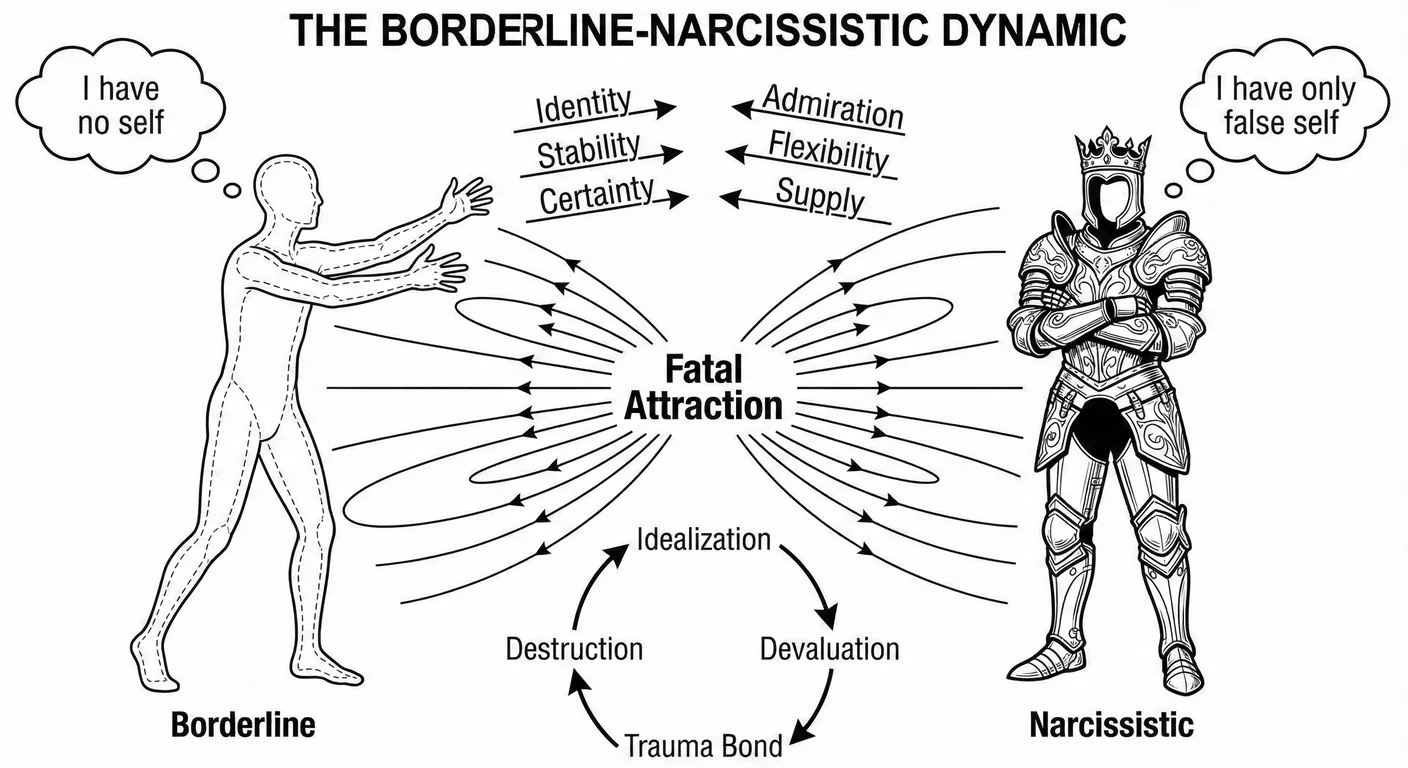 The borderline-narcissistic dynamic: a fatal attraction between complementary wounds. The borderline