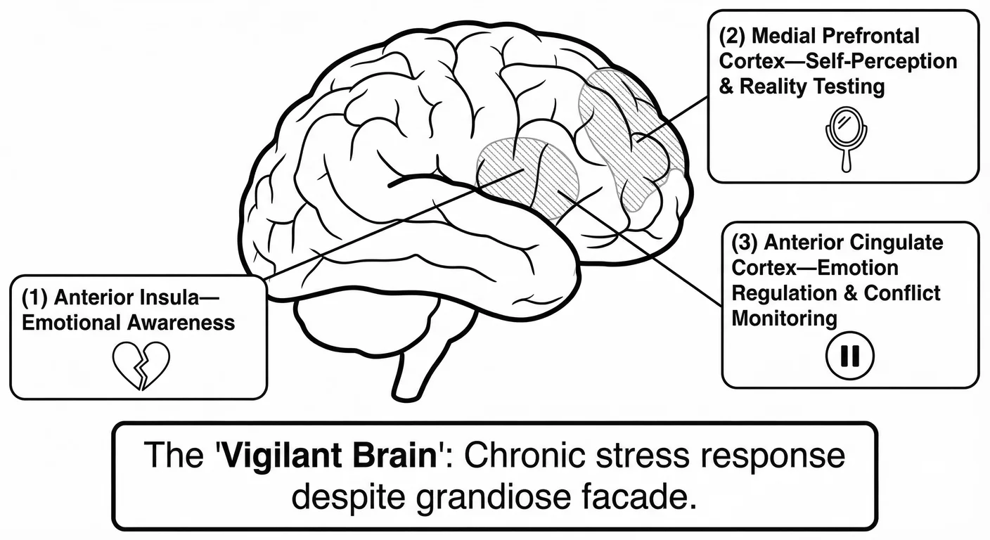 The neurobiological triad underlying narcissistic vulnerability. The anterior insula (empathy resona