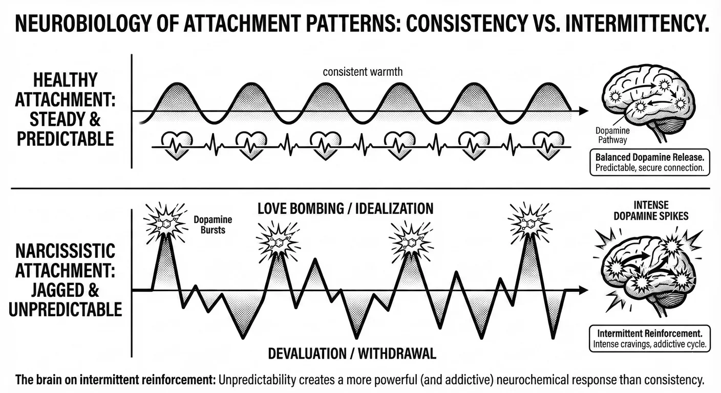 Intermittent Reinforcement Pattern: Healthy vs Narcissistic Relationships. In healthy relationships 