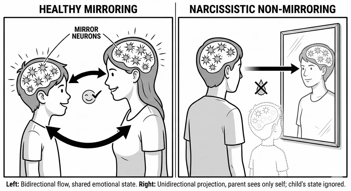Mirror Neuron Deficit: Healthy Mirroring vs Narcissistic Non-Mirroring. In healthy relationships (le