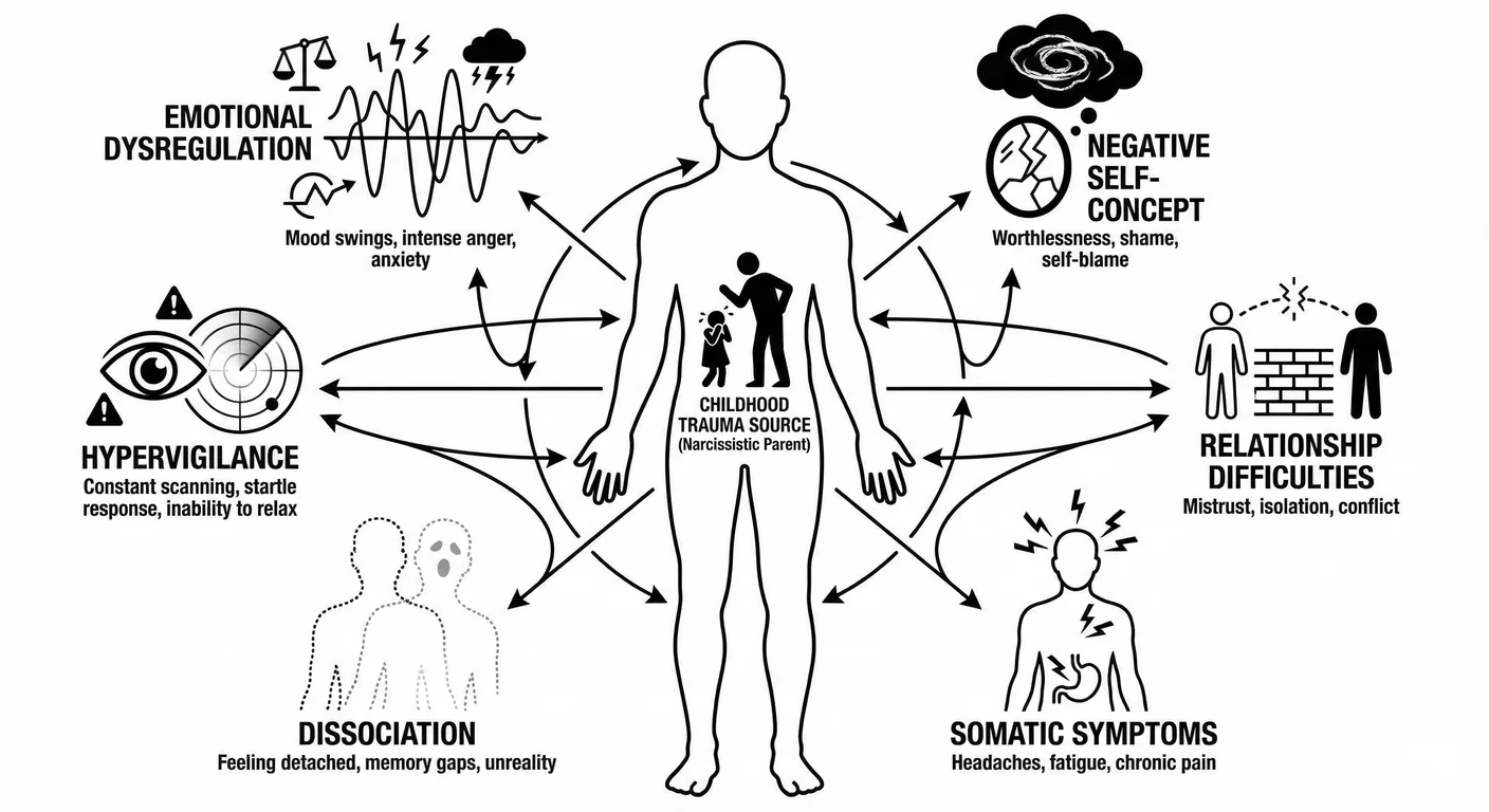 Complex PTSD Symptom Clusters from Narcissistic Parenting. Complex PTSD from childhood narcissistic 